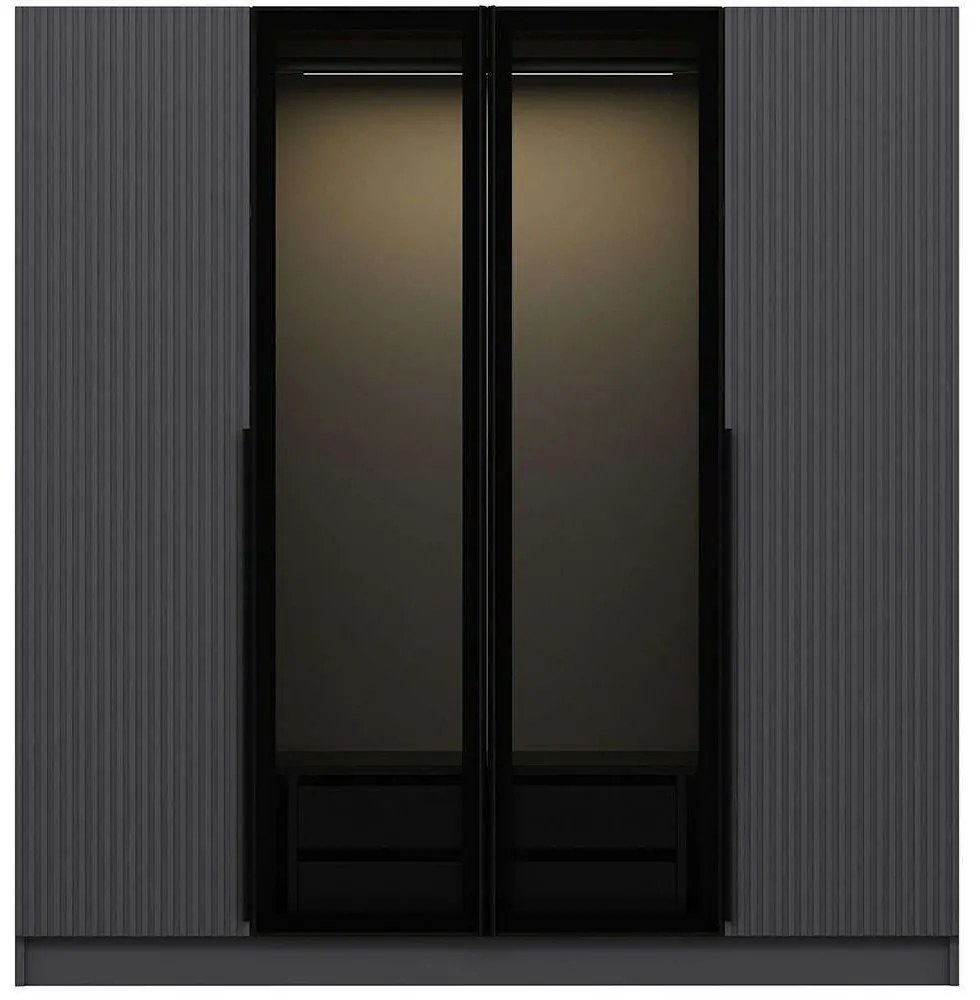 Ντουλάπα Τετράφυλλη Kale Plus 506MNR2494 180x52x210cm Anthracite-Black Four Door