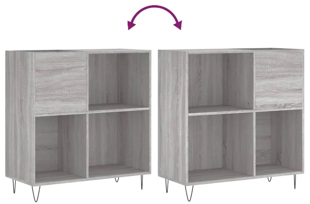 vidaXL Δισκοθήκη Γκρι Sonoma 84,5 x 38 x 89 εκ. από Επεξεργασμένο Ξύλο