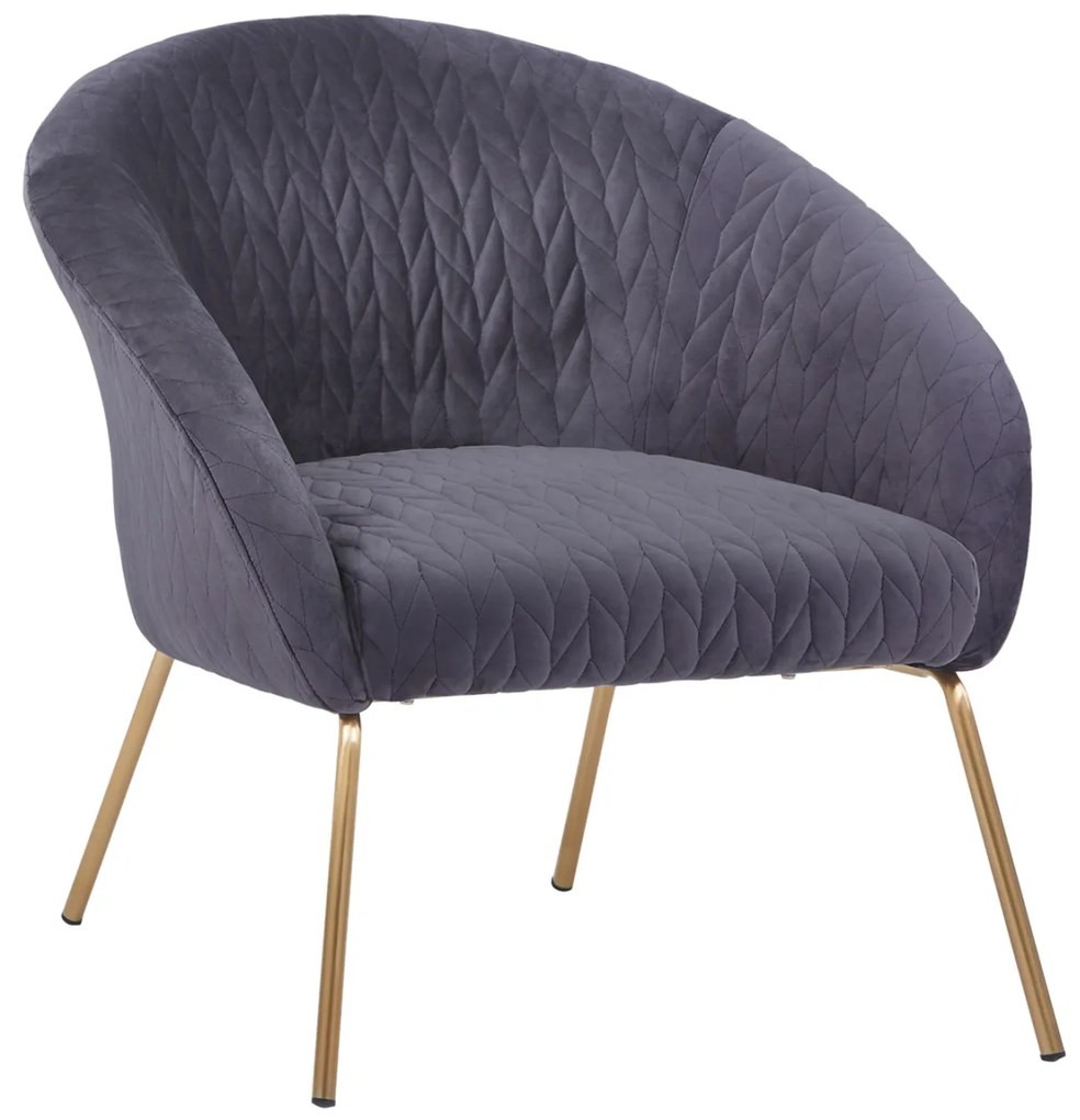 ΠΟΛΥΘΡΟΝΑ JOYCE ΒΕΛΟΥΔΟ ΓΚΡΙ ΚΑΙ ΜΕΤΑΛΛΙΚΑ ΠΟΔΙΑ HM8549.01 80X76X75Y εκ.