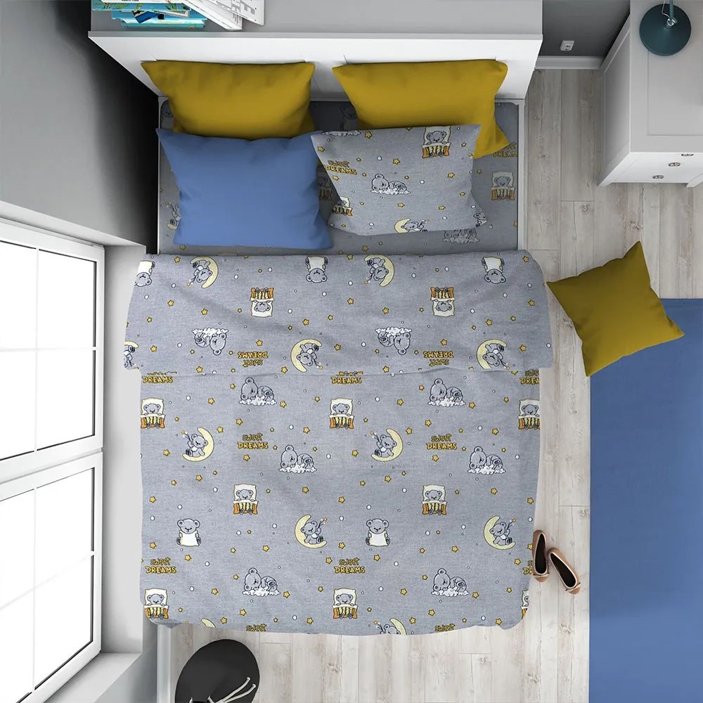 Σεντόνια Παιδικά Sweet Dreams (Σετ 2τμχ) 552 Grey DimCol Μονό 160x240cm 100% Βαμβάκι