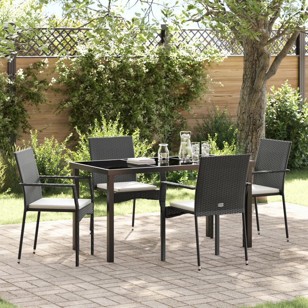 vidaXL Σετ Καρεκλών Κήπου 4 τεμαχίων 5 pcs Μαύρο 140 x 70 x 73 cm