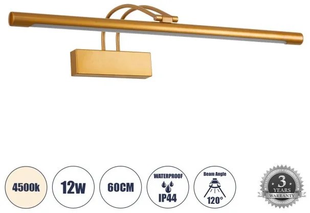 Απλίκα Καθρέπτη Μπάνιου-Πίνακα LED 12W 1400 lm LAURA Globostar-60427-Χάλκινο 60427