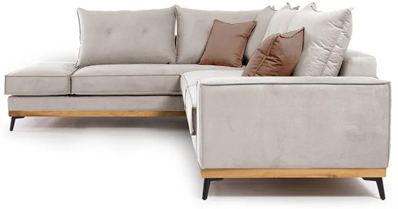 Γωνιακός καναπές δεξιά γωνία Luxury II pakoworld ύφασμα cream-mocha 290x235x95εκ