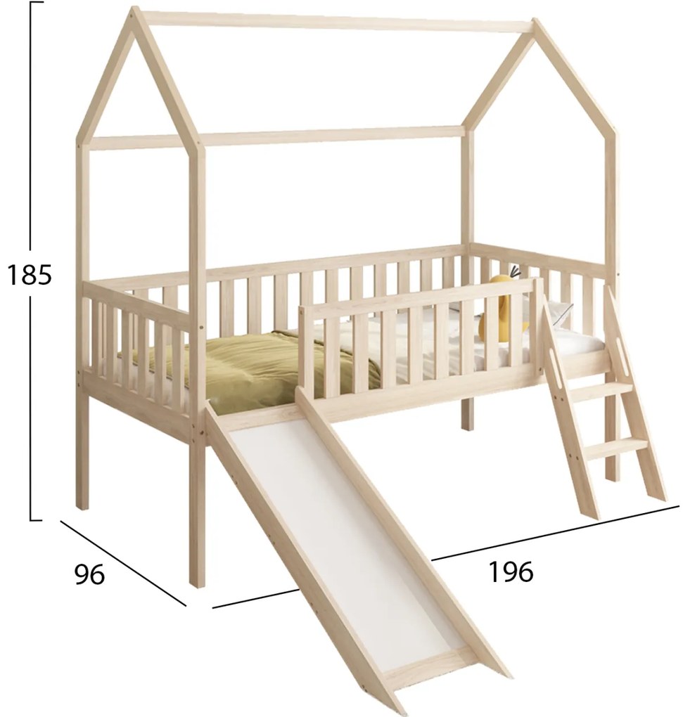ΠΑΙΔΙΚΟ ΚΡΕΒΑΤΙ τ.MONTESSORI ΜΕ ΤΣΟΥΛΗΘΡΑ PHYLLIS HM701.01 ΞΥΛΟ ΠΕΥΚΟΥ ΦΥΣΙΚΟ ΓΙΑ 90x190εκ