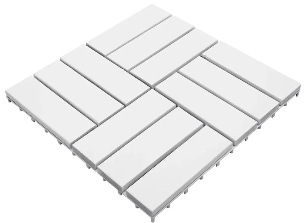 vidaXL Πλακάκια Deck 10 τεμ. Λευκά 30 x 30 εκ. από Μασίφ Ξύλο Ακακίας