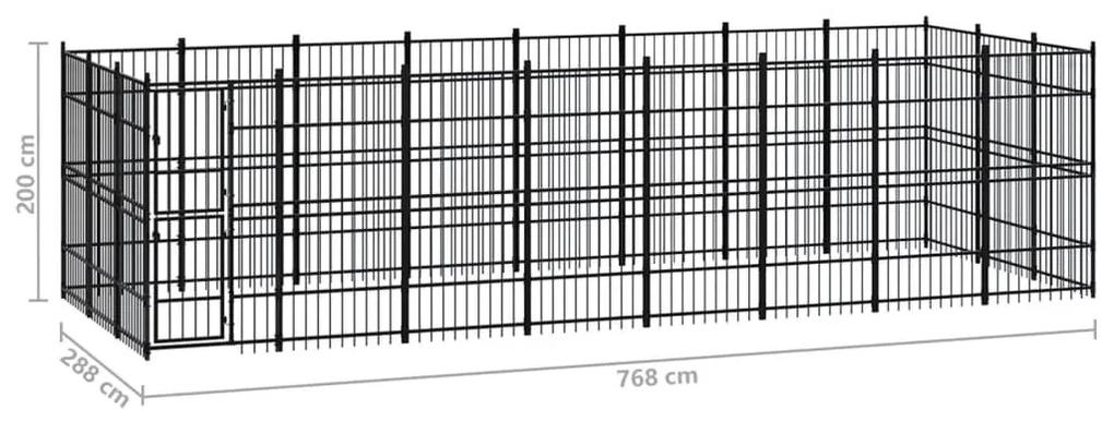 Κλουβί Σκύλου Εξωτερικού Χώρου 22,12 μ² από Ατσάλι - Μαύρο
