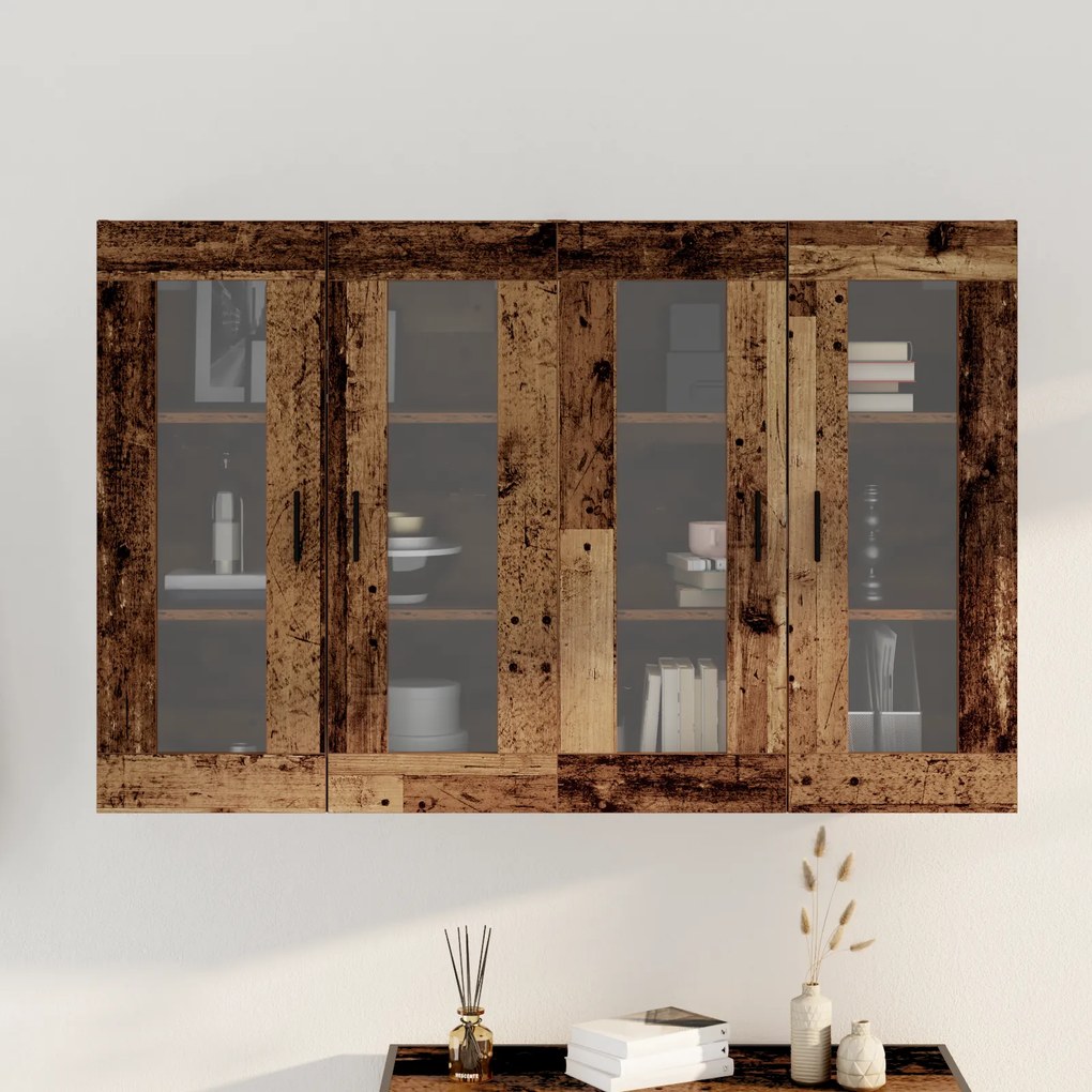 vidaXL Ντουλάπια Τοίχου 2 pcs Παλαιό ξύλο 69.5 x 34 x 90 εκ.