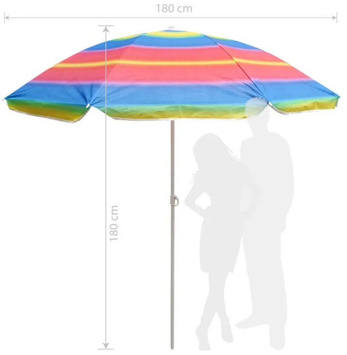 Ομπρέλα παραλίας Muhler U5037 651449, 180x180 cm, Χωρίς βάση, Βραχίονας σπασίματος, 8 πλευρές, Ποικιλία
