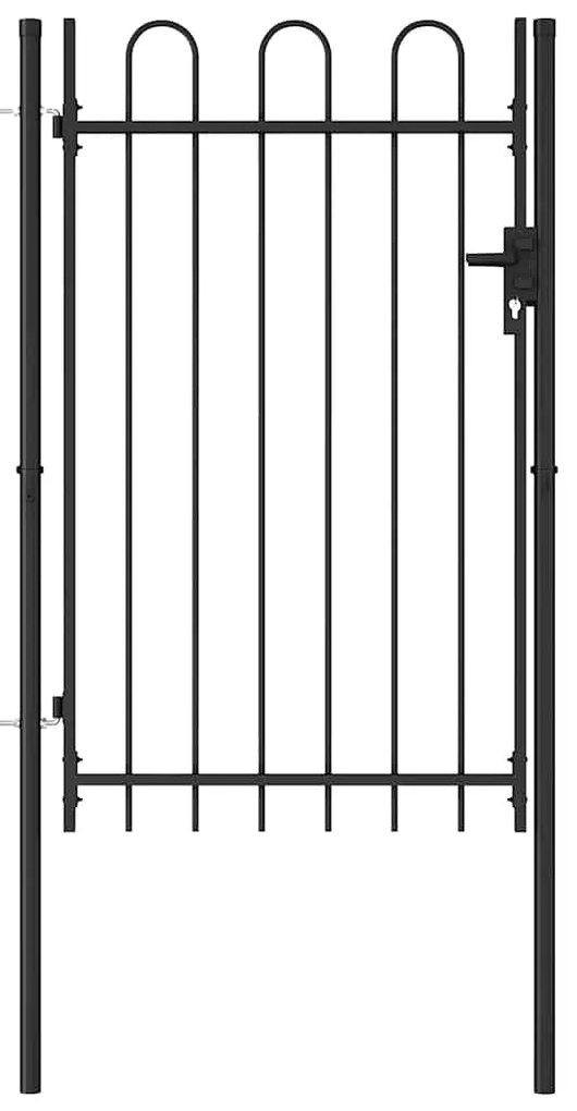 vidaXL Καγκελόπορτα Μονή με Αψιδωτή Κορυφή Μαύρη 1 x 1,5 μ. Ατσάλινη