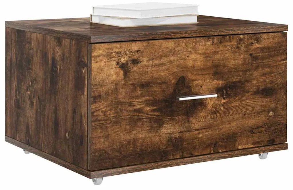 vidaXL Ντουλάπι με Συρτάρια με τροχούς Καπνιστό Δρύς 55 x 45 x 31 εκ