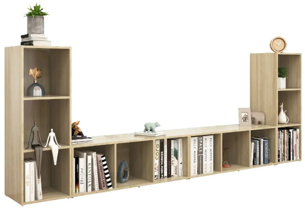 vidaXL Έπιπλα Τηλεόρασης 4 τεμ. Sonoma Δρυς 107x35x37 εκ. Μοριοσανίδα