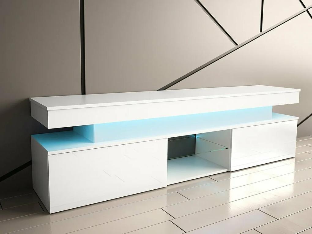 Τραπέζι Tv Merced N103, Άσπρο, Γυαλιστερό λευκό, 190x54x39cm, 49 kg | Epipla1.gr