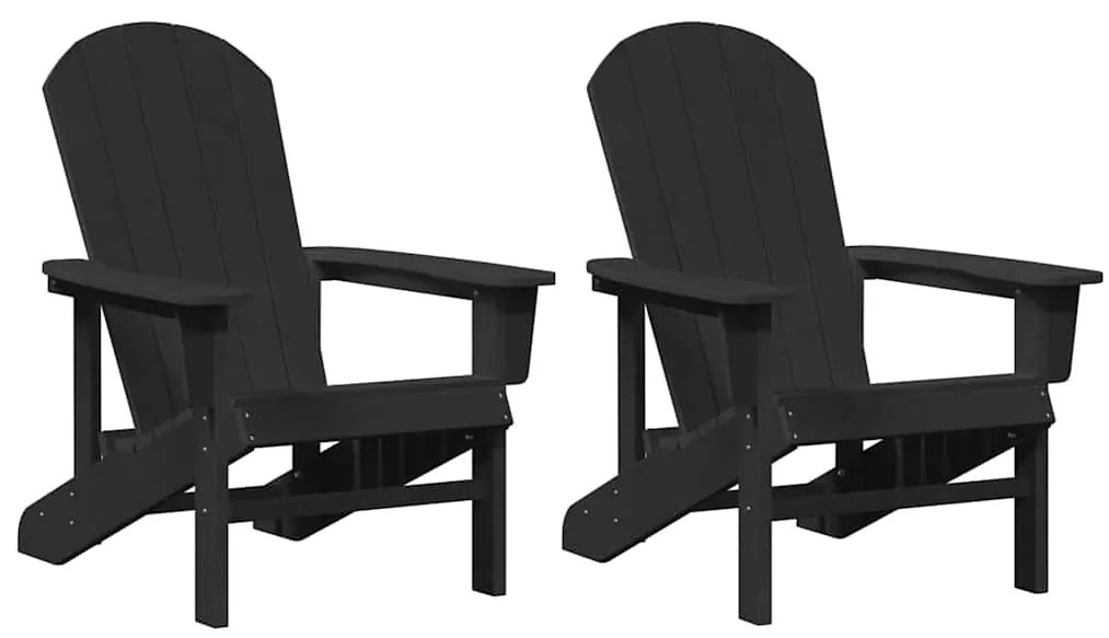 vidaXL Έπιπλα Χαλάρωσης Κήπου 2 pcs Μαύρο 74 x 82 x 90cm Πολυαιθυλένιο