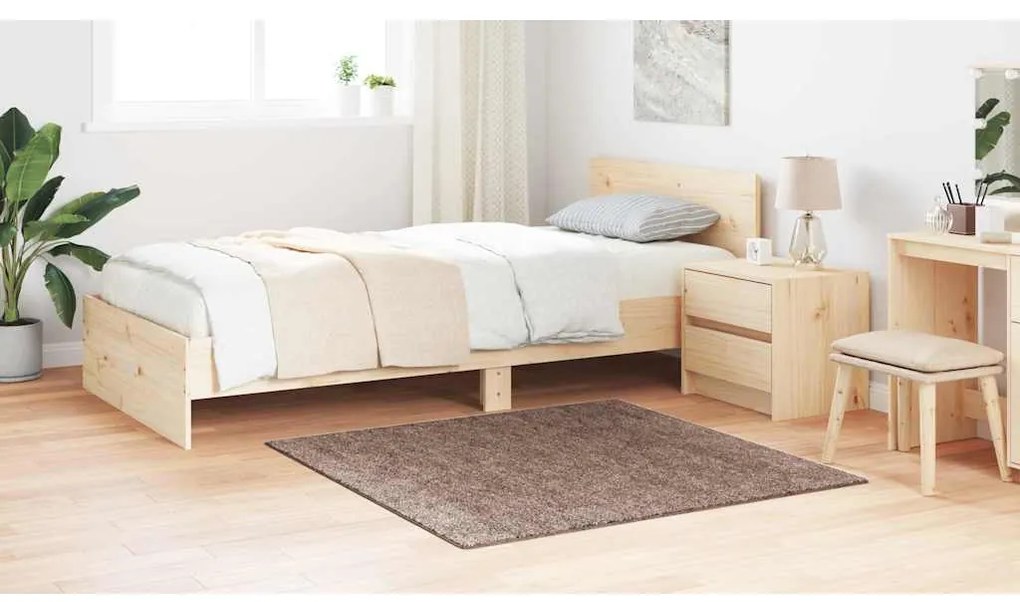 vidaXL Αντιολισθητικό Σαγκί Χαλάκι Καφέ 120 x 120 cm PP