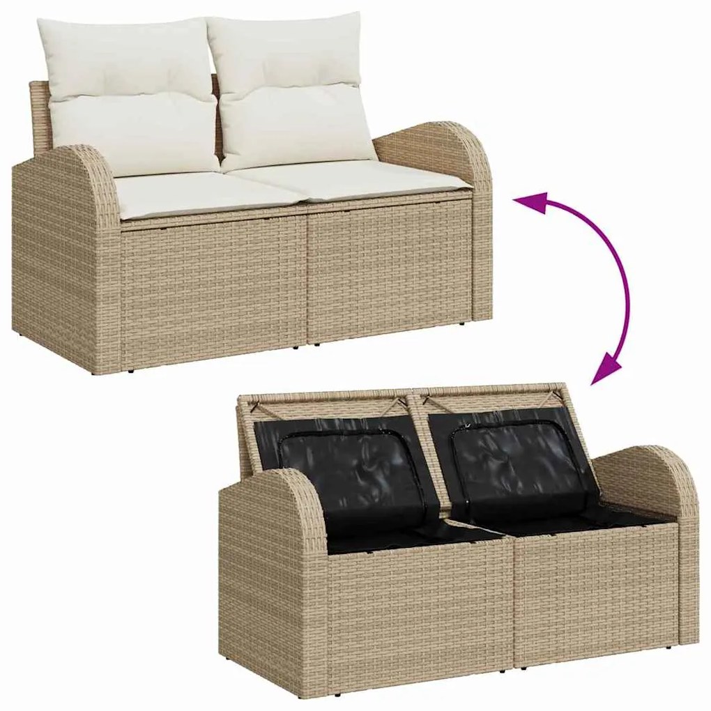 vidaXL Σετ Καναπέ Κήπου με μαξιλάρι 7 pcs Μπεζ, Κρέμα 55 x 55 x 37 εκ