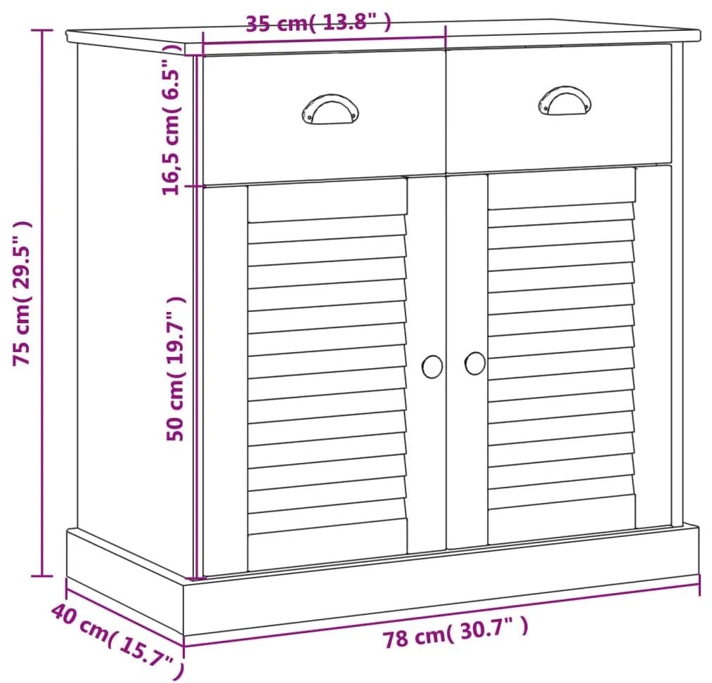 Ντουλάπι με Συρτάρια VIGO Γκρι 78x40x75 εκ. Μασίφ Ξύλο Πεύκου - Γκρι