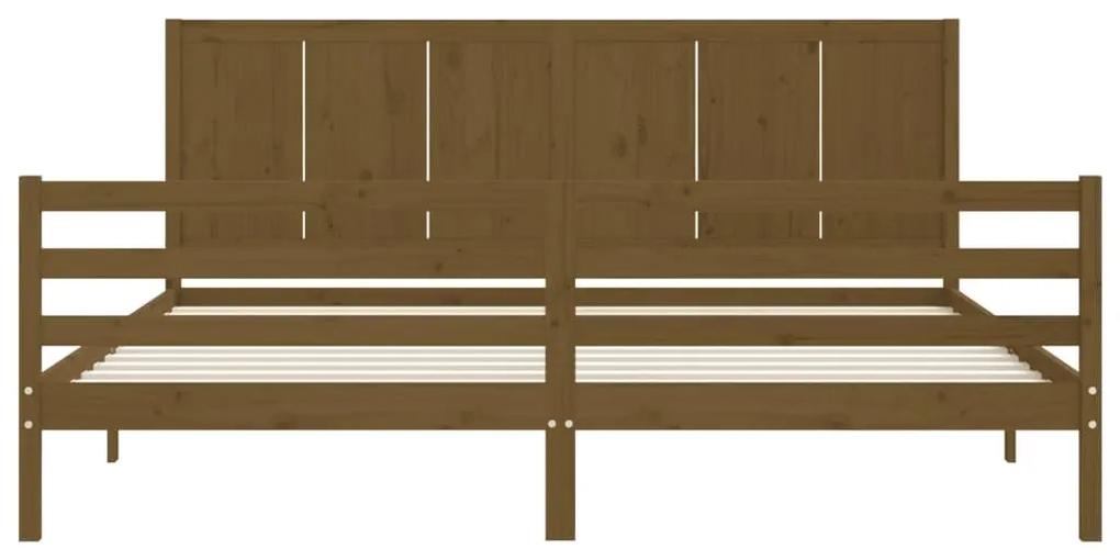 Πλαίσιο Κρεβατιού με Κεφαλάρι Μελί 200x200 εκ. από Μασίφ Ξύλο - Καφέ
