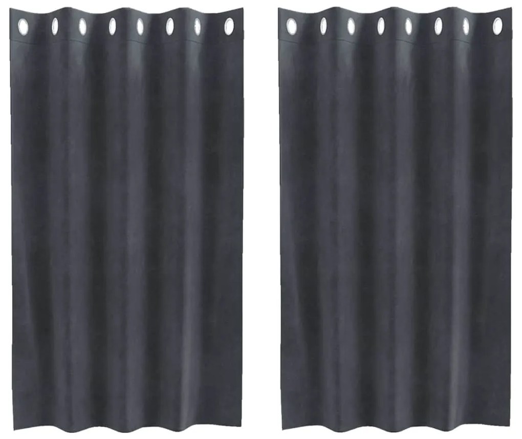 vidaXL Κουρτίνες με κουρτίνες 2 pcs Ανοιχτό γκρι 140 x 140 cm Βελούδο