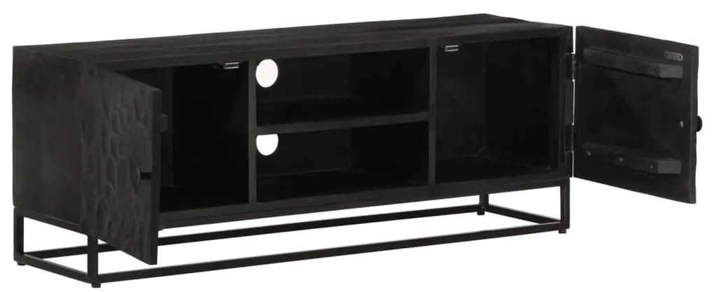 vidaXL Έπιπλο Τηλεόρασης Μαύρο 110x30x40εκ.Μασίφ Ξύλο Μάνγκο & Σίδηρος