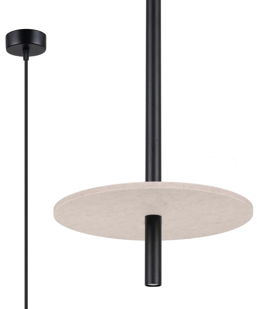 Κρεμαστό φωτιστικό FELTRO 1 μαύρο/μπεζ/τσόχα/χάλυβας/1x8W