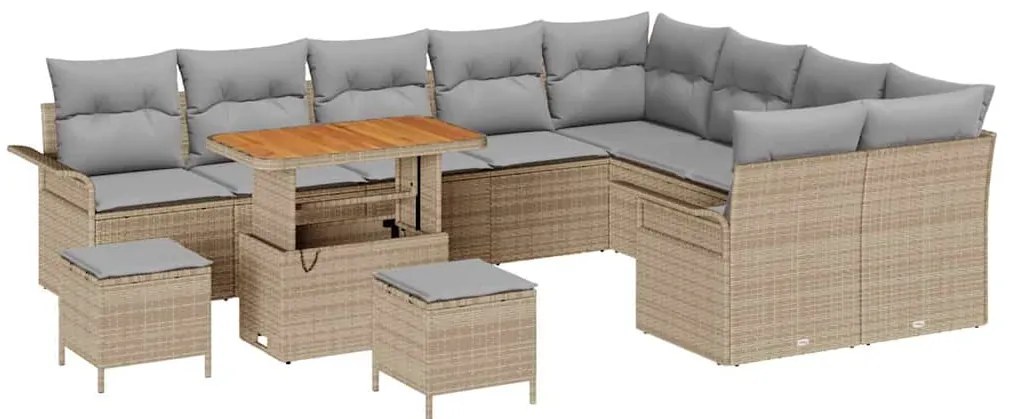 vidaXL Σετ Καναπέ Κήπου 12 pcs Μπεζ, Ανοιχτό Γκρι 90 x 55 x 71 cm