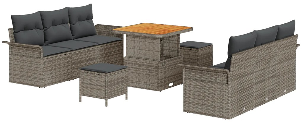 vidaXL Σετ Καναπέ Κήπου με μαξιλάρι 9 pcs Γκρι 80 x 80 x 71 cm
