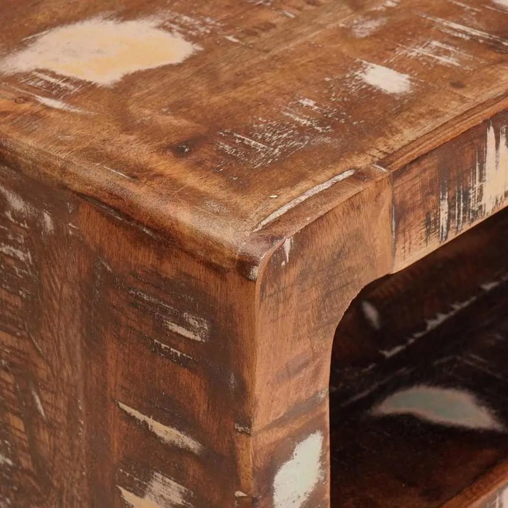 vidaXL End Table με ράφι Καφέ 40 x 32 x 46 εκ Στερεό Ανακτηθέν Ξύλο