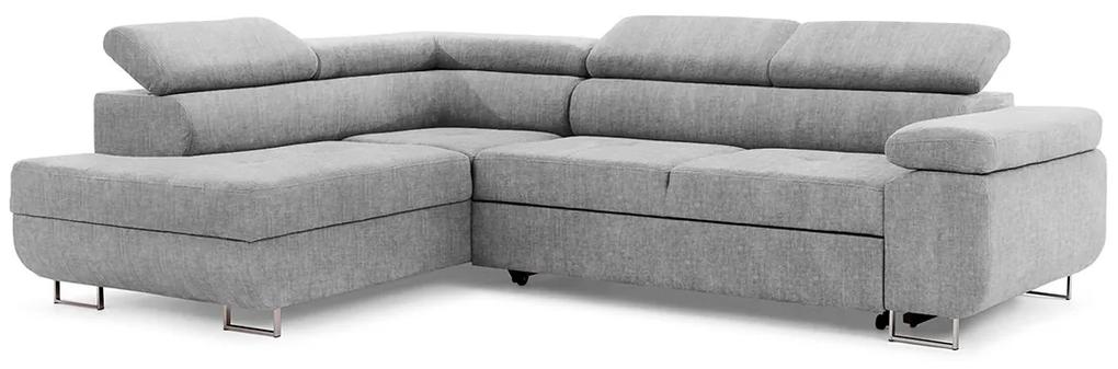Γωνιακός καναπές Κρεβάτι Annabelle L, με αποθηκευτικό χώρο, γκρί βελουτέ 270x98x200cm-Αριστερή γωνία-BOG5696