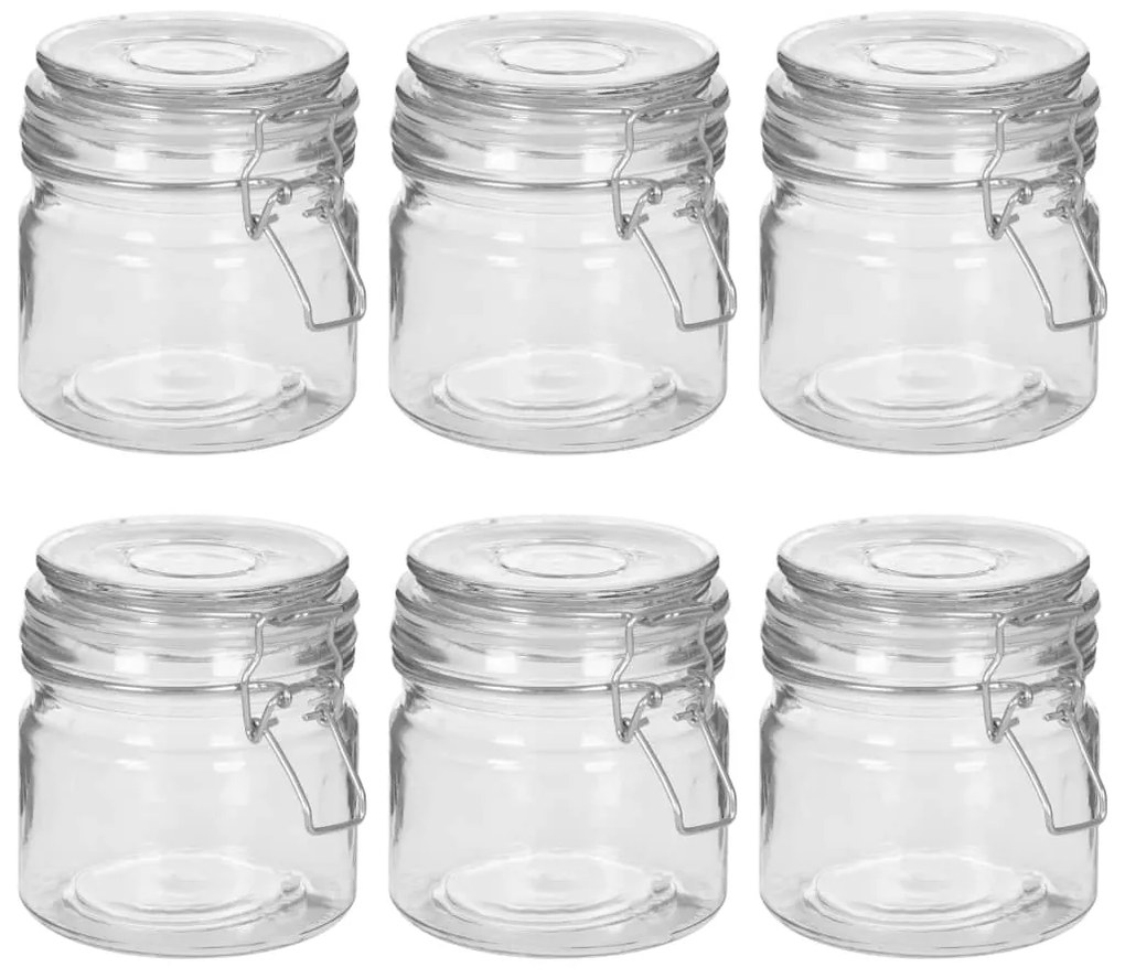 vidaXL Βάζα Αποθήκευσης 6 τεμ. 500 ml με Καπάκι Κλιπ