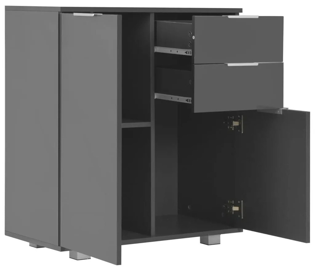 Μπουφές Ψηλός Γυαλιστερός Γκρι 71x35x80 εκ. Επεξεργασμένο Ξύλο - Γκρι