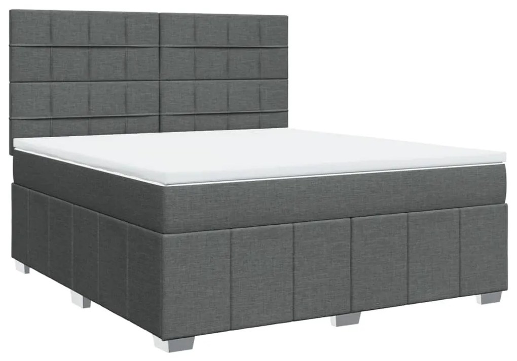 ΚΡΕΒΑΤΙ BOXSPRING ΜΕ ΣΤΡΩΜΑ ΣΚΟΥΡΟ ΓΚΡΙ 180X200 ΕΚ ΥΦΑΣΜΑΤΙΝ 3291748