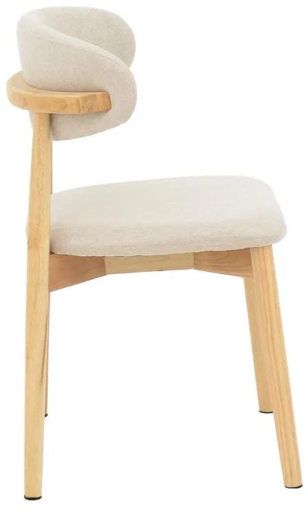 Καρέκλα Ubene rubberwood και ύφασμα σε φυσική και μπεζ απόχρωση 46x58x79εκ 46x58x79 εκ.
