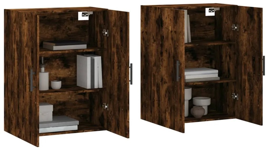 vidaXL Ντουλάπια Τοίχου 2 τεμ. Καπνιστή Δρυς 69,5 x 34 x 90 εκ.