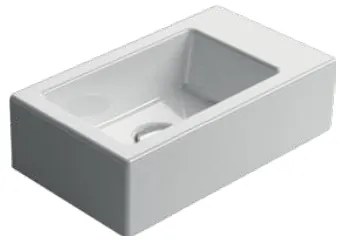 GSI Kube Κρεμαστός / Ένθετος Νιπτήρας Πορσελάνης Χωρίς Οπή Μπαταρίας 40 x 23εκ White