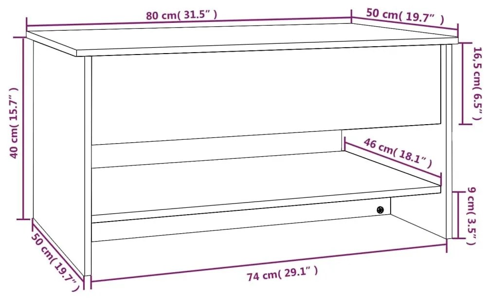 Τραπεζάκι Σαλονιού Sonoma Δρυς 80x50x40 εκ. Επεξεργασμένο Ξύλο - Καφέ