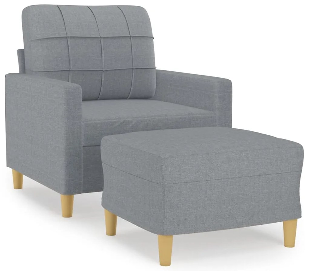 vidaXL Πολυθρόνα Ανοιχτό Γκρι 60 εκ. Υφασμάτινη με Υποπόδιο