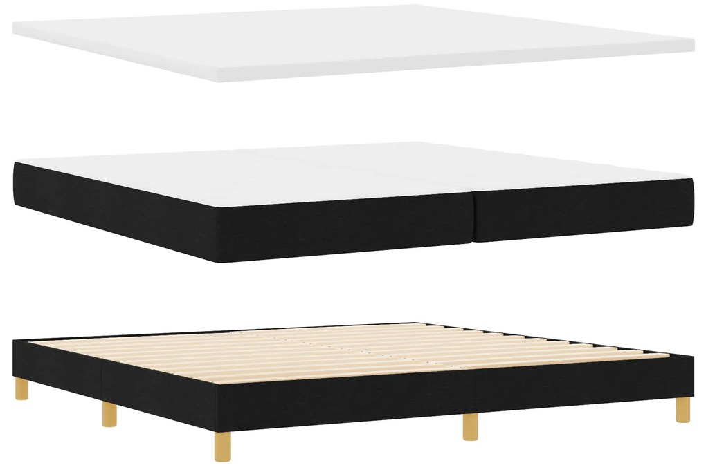 vidaXL Κρεβάτι Box Spring με Στρώμα Μαύρο 200x200 cm Ύφασμα