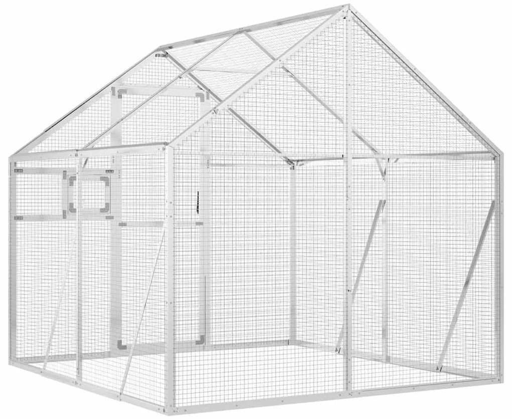 vidaXL Κλουβί Ασημένιο 1,79 x 2 x 1,85 μ. από Αλουμίνιο