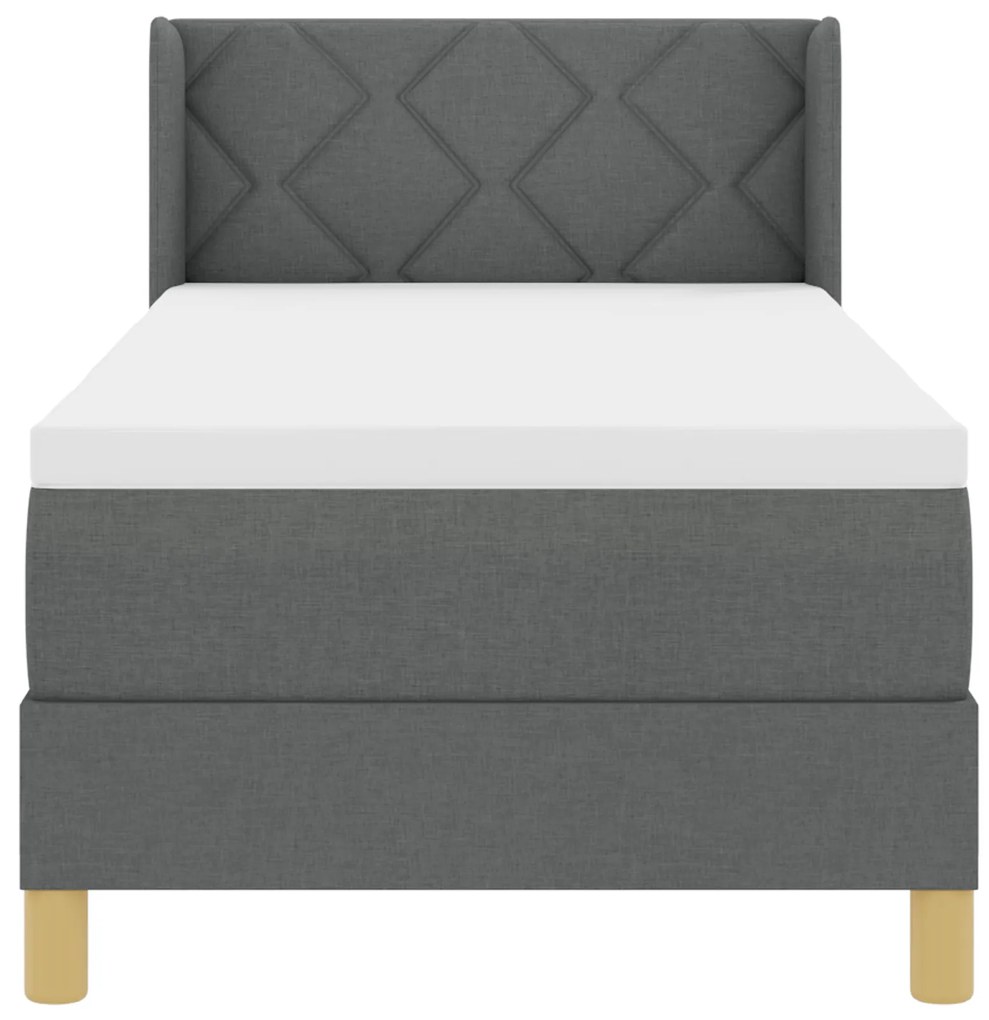 vidaXL Κρεβάτι Box Spring  με Στρώμα - Γκρι Σκούρο, 80x200 εκ., Υφάσματα