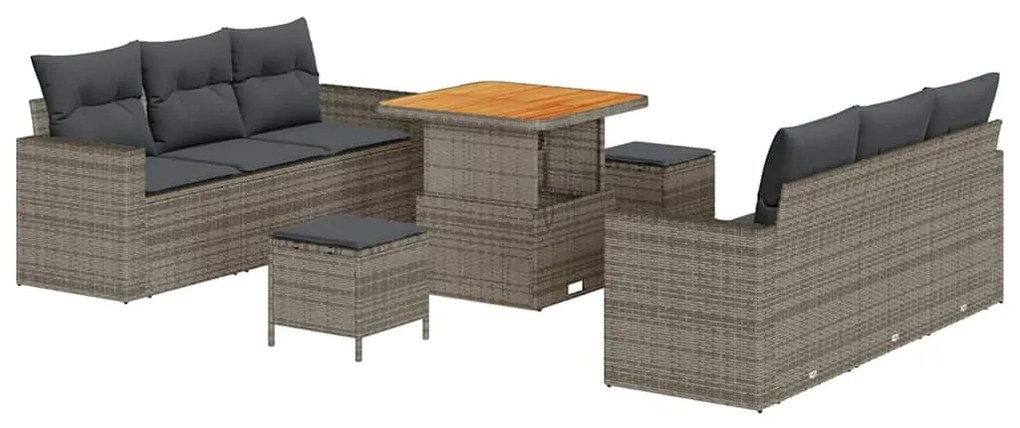 vidaXL Σετ Καναπέ Κήπου με μαξιλάρι 9 pcs Γκρι 80 x 80 x 71 cm