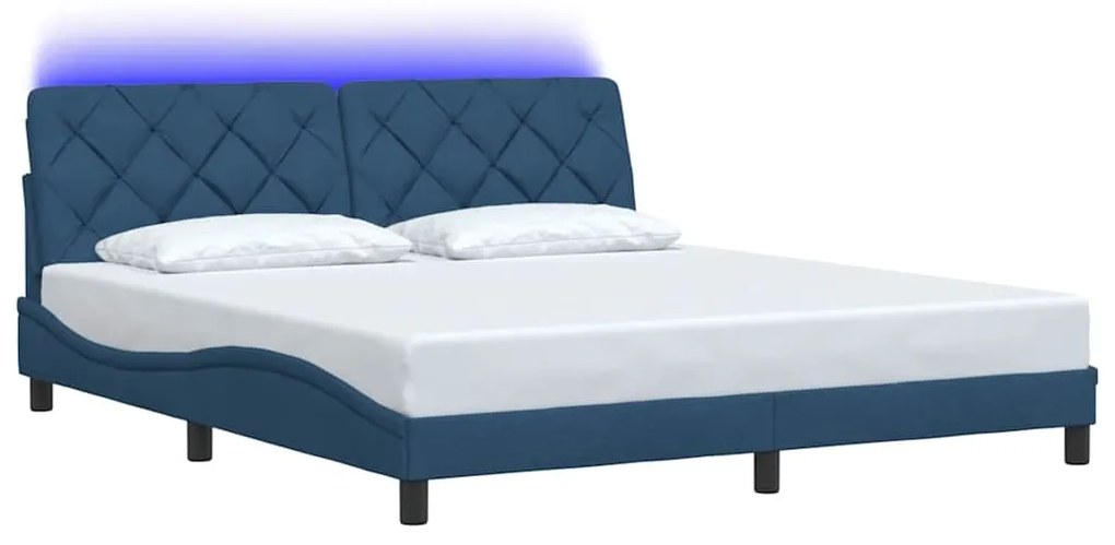 Σκελετός Κρεβατιού με LED Χωρίς Στρώμα Μπλε 180x200 εκ. - Μπλε
