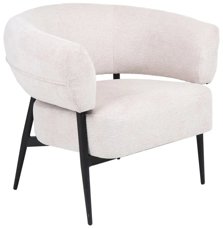 Πολυθρόνα Penfel pakoworld ύφασμα σε κρεμ απόχρωση με πόδι μαύρο μέταλλο 85x72x73εκ