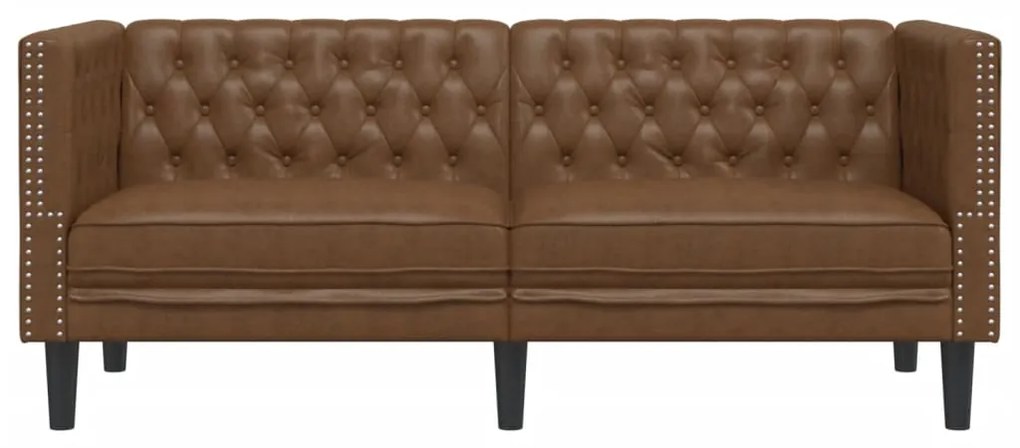 ΚΑΝΑΠΕΣ CHESTERFIELD 2-ΘΕΣΙΟΣ ΚΑΦΕ ΔΕΡΜΑ FAUX SUEDE ΚΑΦΕ 372665