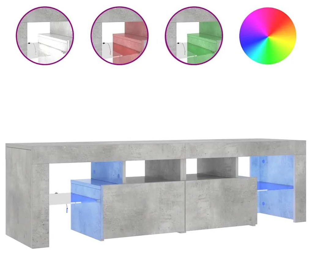 vidaXL Έπιπλο Τηλεόρασης με LED Γκρι Σκυρ. 140 x 36,5 x 40 εκ.