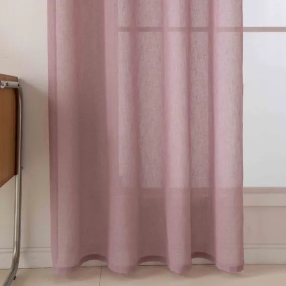 Beauty Home Κουρτίνα γάζα μονόχρωμη με 8 μεταλλικούς κρίκους Fit Art 8447 140x270 Ροζ