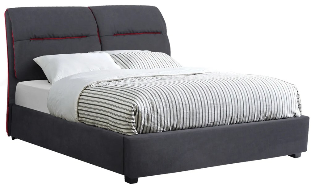 Intrahome ΚΡΕΒΑΤΙ KENDRCASABLANCA ΔΙΠΛΟ ΓΙΑ ΣΤΡΩΜΑ 150x200 εκ. ΜΕ ΥΦΑΣΜΑ ΓΚΡΙ ΚΑΙ ΚΟΚΚΙΝΗ ΡΙΓΑ intraho-1610599