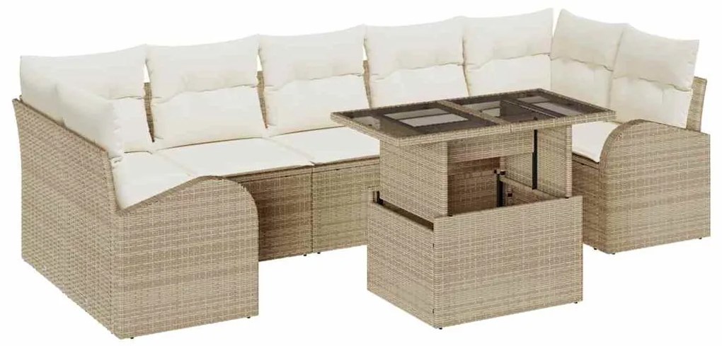 vidaXL Σετ Καναπέ Κήπου 8 pcs Μπεζ 100 x 55 x 73 εκ. Πολυ ράταν