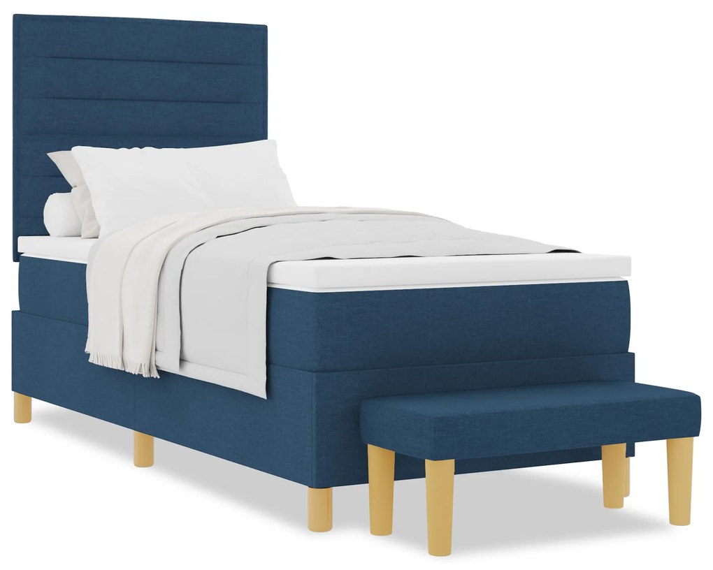 vidaXL Κρεβάτι με ελατήρια με στρώμα Μπλε 90 x 200 cm ύφασμα