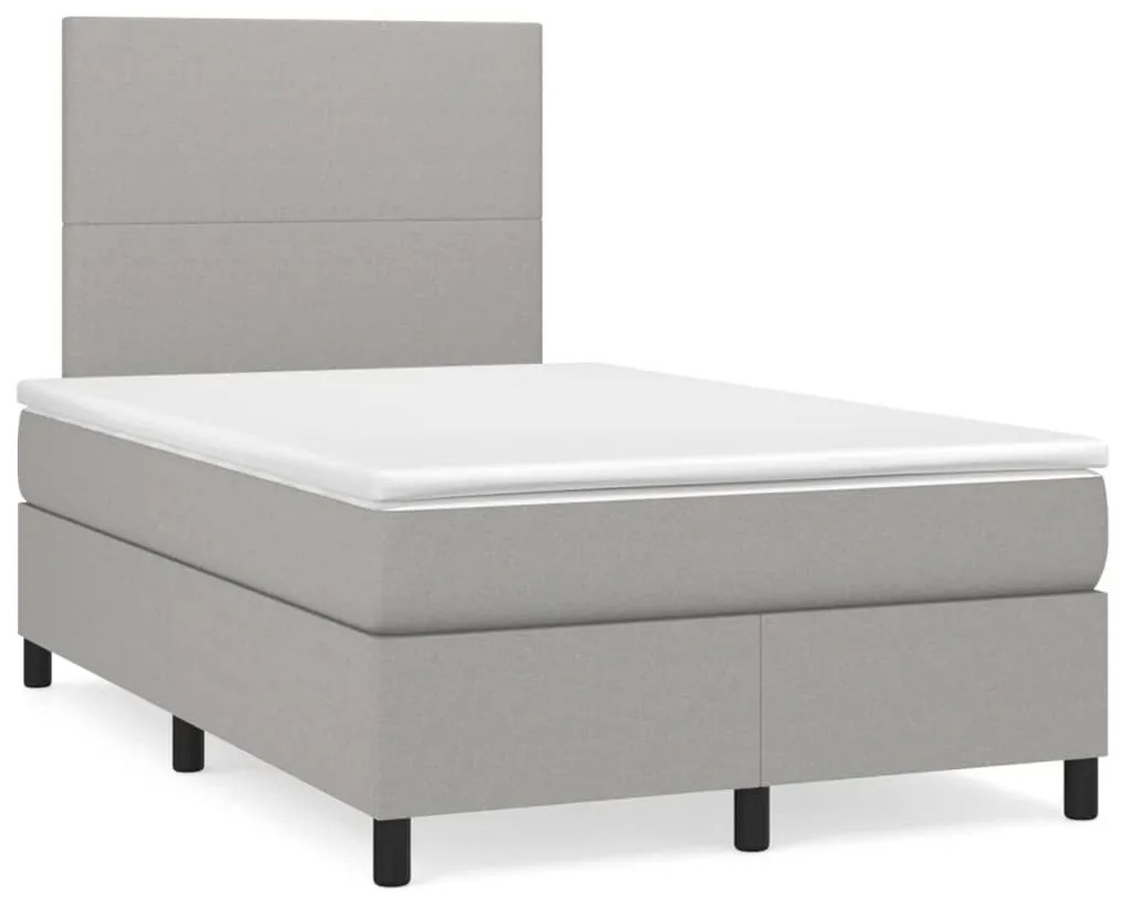 Κρεβάτι Boxspring με Στρώμα Ανοιχτό Γκρι 120x200 εκ. Υφασμάτινο - Γκρι