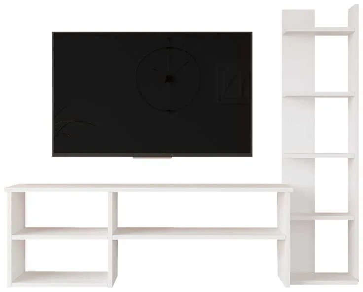 Σύνθετο σαλονιού Perla pakoworld σε λευκή απόχρωση 120x29.5x41,8εκ